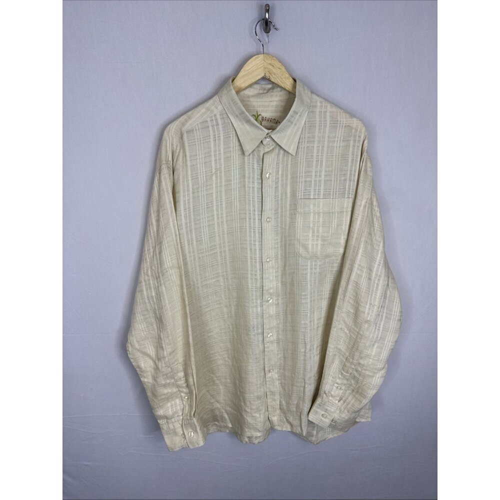 Tommy Bahama 100% Linen Button Shirt Mens XL Cream‎ Textured Casual